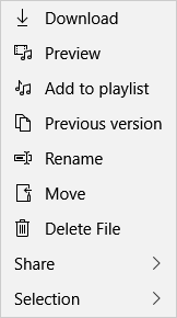 Screenshot of the context menu